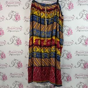 Fairset skirt stripes boho Aztec vintage paisley Vibrant Patterned Maxi Skirt